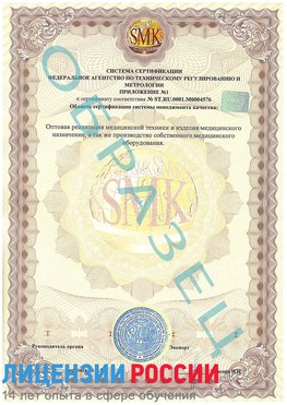 Образец сертификата соответствия (приложение) Брянск Сертификат ISO 13485